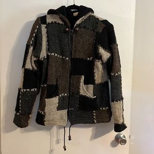 Wool Patchwork Jacket with Fleece Lining